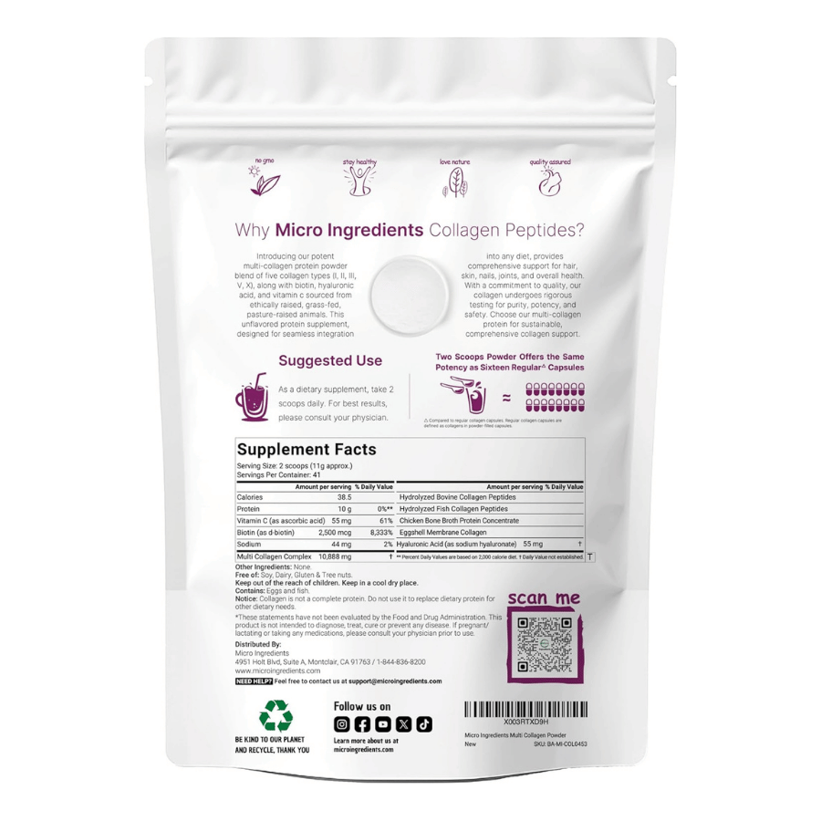 Micro Ingredients Polvo de péptidos de colágeno múltiple